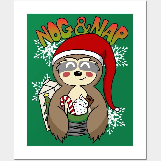 Sloth Eggnog and Nap Time! Wall Art by SNK Kreatures